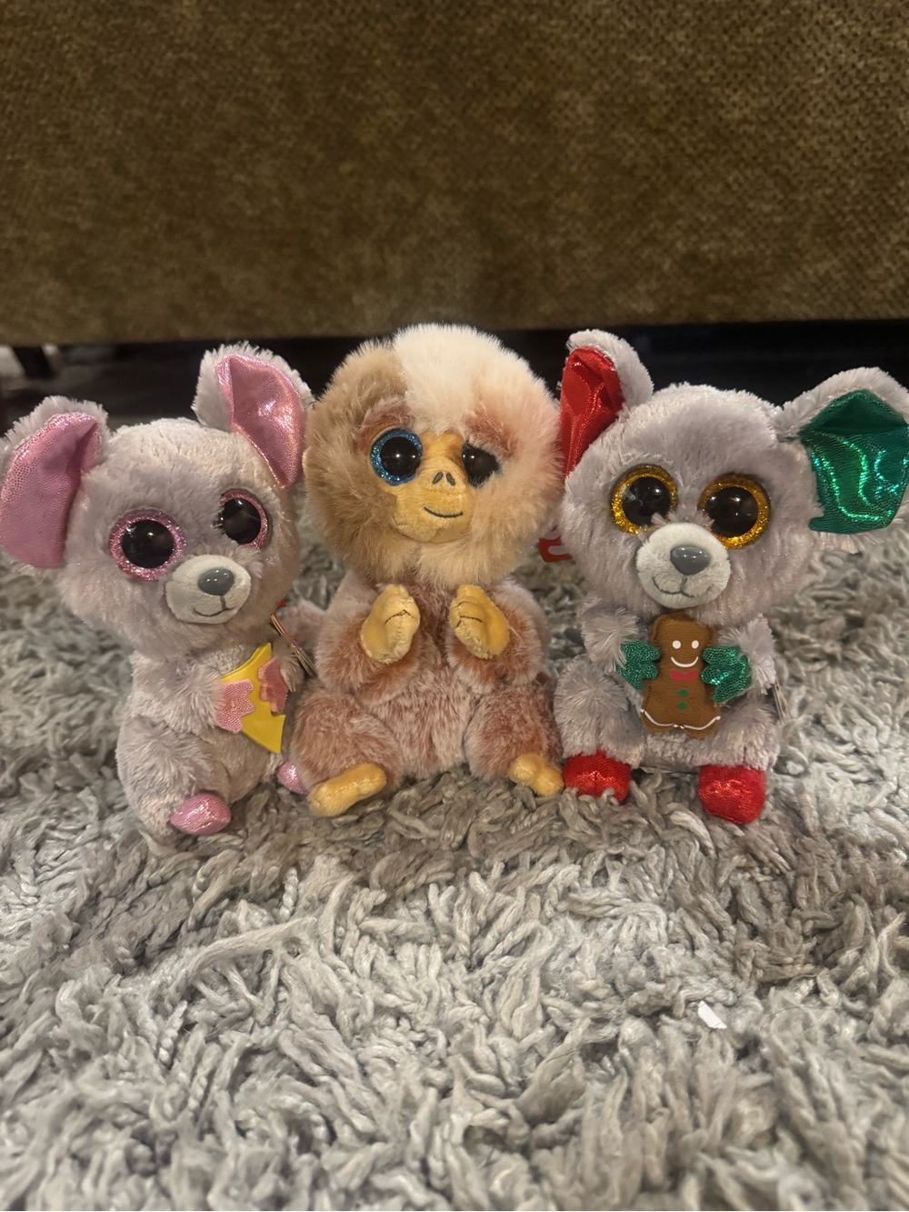 Holiday Plush Animal Trio - Gray & Brown Festive Plushies